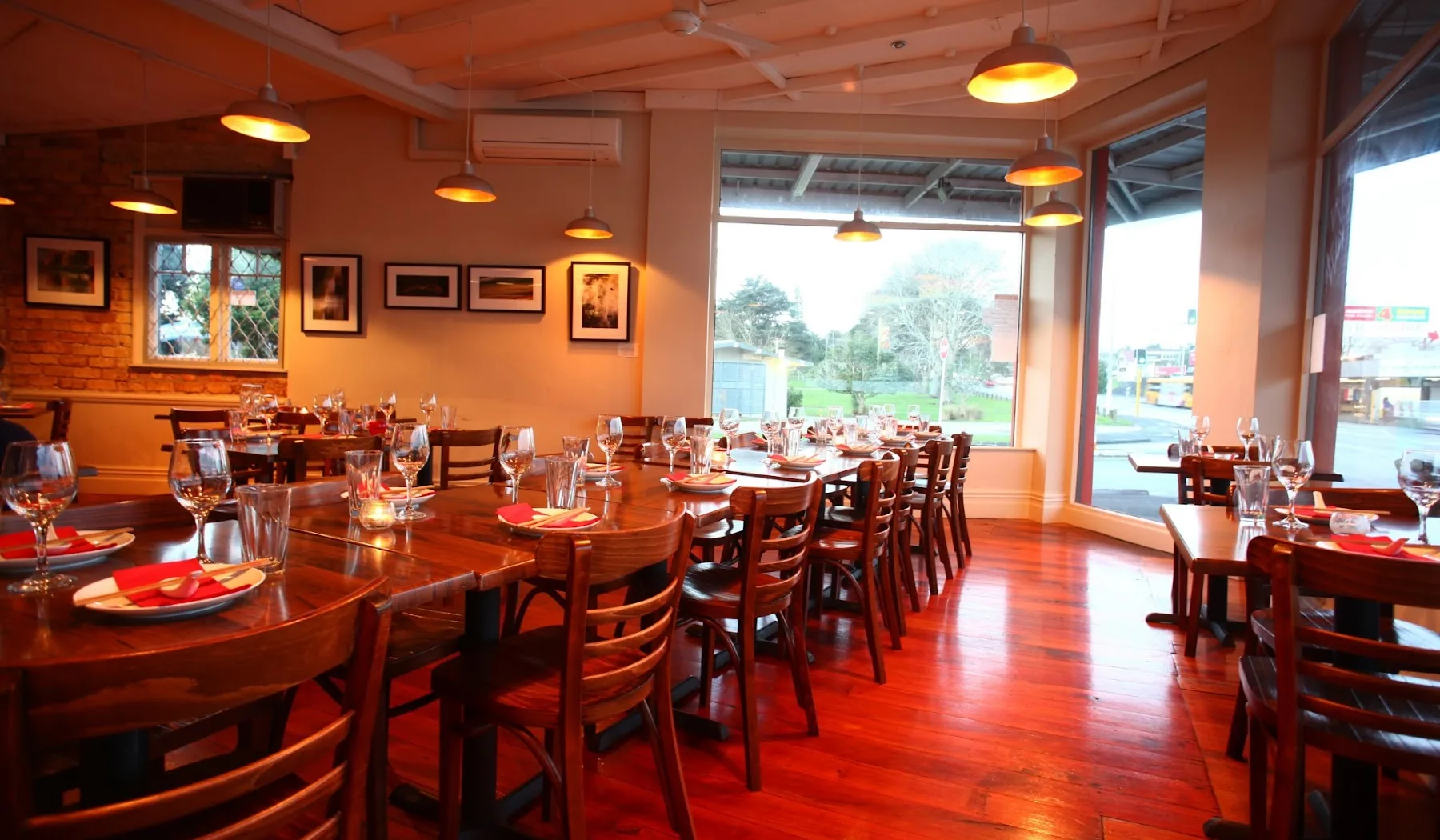 The Parkside Cafe dining room with warm timber tables